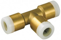 Watts - 1 x 3/4 x 1" Outside Diam, Brass Push-to-Connect Tube Union Tee - Tube to Tube Connection, EPDM O-Ring - Benchmark Tooling