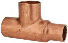 Mueller Industries - 3/4 x 1/2 x 3/4" Wrot Copper Pipe Tee - C x C x C, Solder Joint - Benchmark Tooling