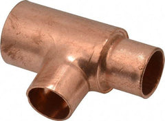 Mueller Industries - 3/4 x 1/2 x 1/2" Wrot Copper Pipe Tee - C x C x C, Solder Joint - Benchmark Tooling