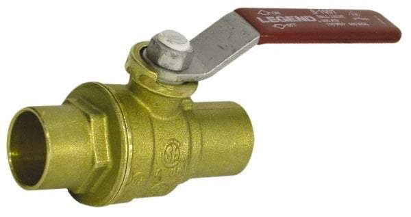 Legend Valve - 3" Pipe, Full Port, Brass Standard Ball Valve - Inline - One Way Flow, Soldered x Soldered Ends, Lever Handle, 400 WOG, 150 WSP - Benchmark Tooling