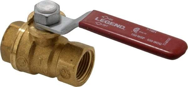 Legend Valve - 3/8" Pipe, Full Port, Brass Standard Ball Valve - Inline - One Way Flow, FNPT x FNPT Ends, Lever Handle, 600 WOG, 150 WSP - Benchmark Tooling