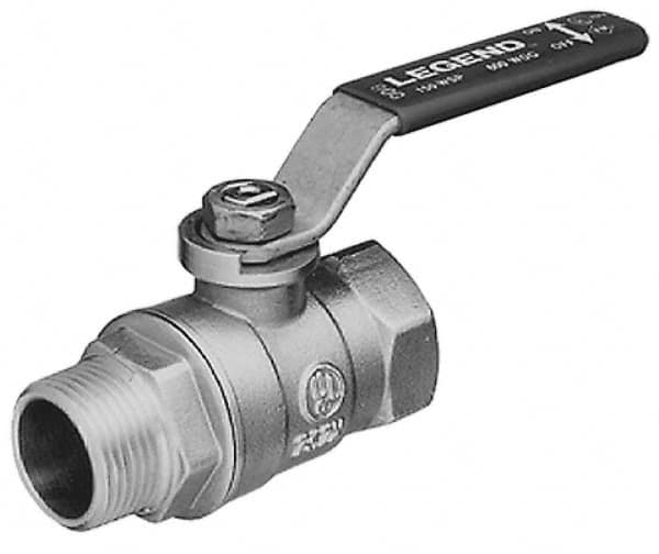 Legend Valve - 1/2" Pipe, Large Port, Brass Standard Ball Valve - Inline - One Way Flow, MNPT x FNPT Ends, Lever Handle, 600 WOG, 150 WSP - Benchmark Tooling