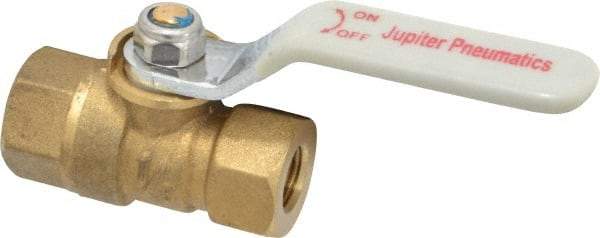 Value Collection - 1/8" Pipe, Standard Port, Brass Standard Ball Valve - Inline - One Way Flow, FNPT x FNPT Ends, Lever Handle, 400 WOG, 125 WSP - Benchmark Tooling