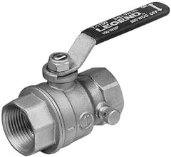 Legend Valve - 1" Pipe, Full Port, Brass Standard Ball Valve - Inline - One Way Flow, FNPT x FNPT Ends, Lever Handle, 500 WOG - Benchmark Tooling