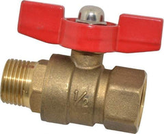 Midwest Control - 1/2" Pipe, Brass Miniature Ball Valve - Inline - One Way Flow, MNPT x FNPT Ends, Tee Handle, 600 WOG, 150 WSP - Benchmark Tooling