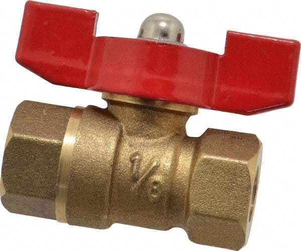 Midwest Control - 1/8" Pipe, Brass Miniature Ball Valve - Inline - One Way Flow, FNPT x FNPT Ends, Tee Handle, 600 WOG, 150 WSP - Benchmark Tooling