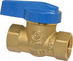 Legend Valve - 3/8" Pipe, Brass, Straight without Side Tap, Gas Ball Valve - 175 psi WOG Rating, Wedge Handle, FNPT x FNPT End Connections, 1 Piece - Benchmark Tooling