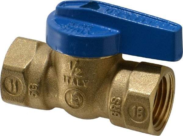Legend Valve - 1/2" Pipe, Brass, Straight without Side Tap, Gas Ball Valve - 175 psi WOG Rating, Wedge Handle, FNPT x FNPT End Connections, 1 Piece - Benchmark Tooling