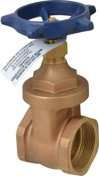 Legend Valve - 2" Pipe, Threaded Bronze Solid Wedge Stem Gate Valve - 200 WOG, 125 WSP, Screw Over Bonnet - Benchmark Tooling
