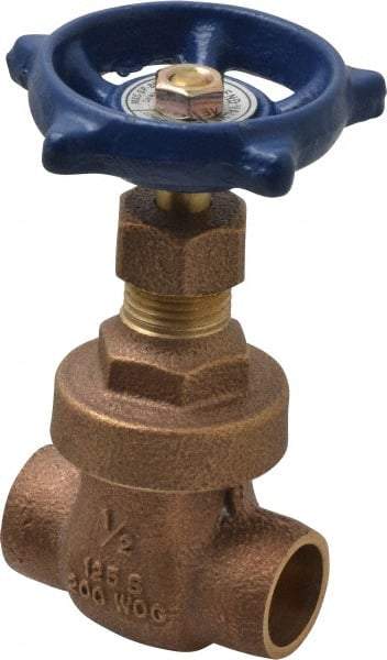 Legend Valve - 1/2" Pipe, Soldered Bronze Solid Wedge Stem Gate Valve - 200 WOG, 125 WSP, Screw Over Bonnet - Benchmark Tooling