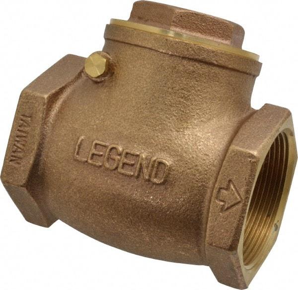 Legend Valve - 2" Brass Check Valve - Inline, FNPT x FNPT, 200 WOG - Benchmark Tooling