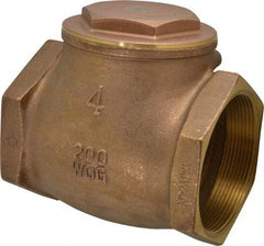 Legend Valve - 4" Brass Check Valve - Inline, FNPT x FNPT, 200 WOG - Benchmark Tooling