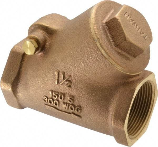 Legend Valve - 1-1/2" Bronze Check Valve - Y-Pattern, FNPT x FNPT, 300 WOG - Benchmark Tooling