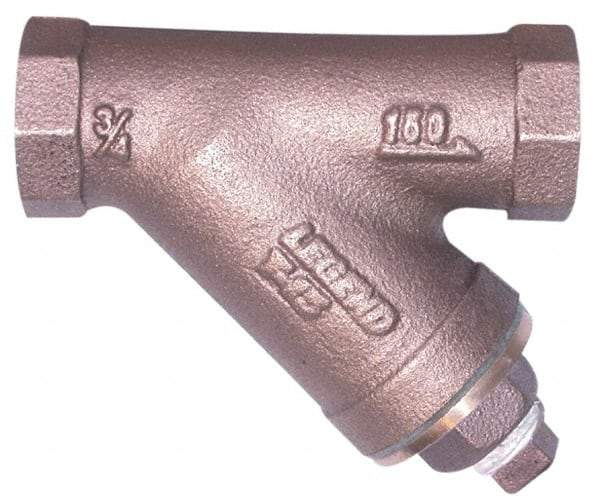 Legend Valve - 3/4" Pipe, Female NPT Ends, Lead Free Brass Y-Strainer - 2 psi Pressure Rating, 300 psi WOG Rating, 150 psi WSP Rating - Benchmark Tooling