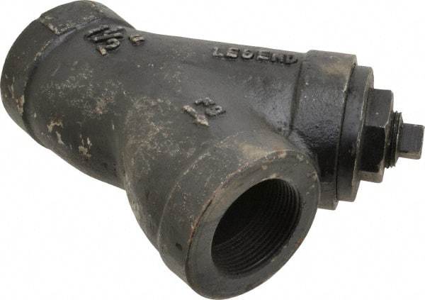 Legend Valve - 1-1/2" Pipe, FNPT Ends, Cast Iron Y-Strainer - 500 psi WOG Rating, 250 psi WSP Rating - Benchmark Tooling