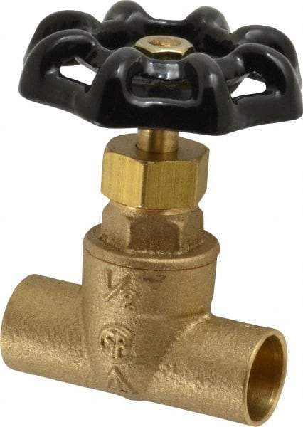 Legend Valve - 1/2" Pipe, 125 psi WOG Rating, Brass, Stop Valve - Handwheel Handle, Soldered x Soldered End Connections - Benchmark Tooling