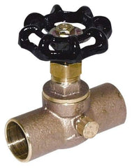 Legend Valve - 3/4" Pipe, 125 psi WOG Rating, Brass Stop & Waste Valve - Handwheel Handle, Soldered x Soldered End Connections - Benchmark Tooling