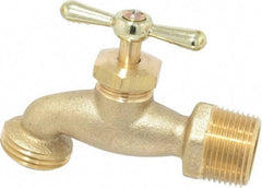 Legend Valve - 3/4" Pipe, 125 psi WOG Rating, Brass Hose Bibb, Stop Valve - Tee Handle, MNPT x GHT End Connections - Benchmark Tooling