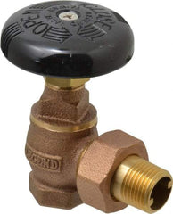 Legend Valve - 1/2" Pipe, 60 psi WOG Rating, FNPT x Male Union End Connections, Handwheel Steam Angle Radiator Valve - 15 psi Steam Pressure Rating, Bronze - Benchmark Tooling