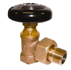 Legend Valve - 3/4" Pipe, 60 psi WOG Rating, FNPT x Male Union End Connections, Handwheel Hot Water Angle Radiator Valve - Bronze - Benchmark Tooling