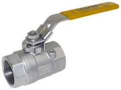 Legend Valve - 1-1/2" Pipe, Large Port, Stainless Steel Standard Ball Valve - 2 Piece, Inline - One Way Flow, FNPT x FNPT Ends, Locking Lever Handle, 1,500 WOG, 150 WSP - Benchmark Tooling