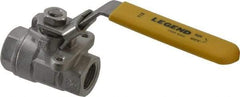 Legend Valve - 3/8" Pipe, Large Port, Stainless Steel Standard Ball Valve - 2 Piece, Inline - One Way Flow, FNPT x FNPT Ends, Locking Lever Handle, 2,000 WOG, 150 WSP - Benchmark Tooling