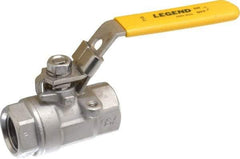 Legend Valve - 1/2" Pipe, Large Port, Stainless Steel Standard Ball Valve - 2 Piece, Inline - One Way Flow, FNPT x FNPT Ends, Locking Lever Handle, 2,000 WOG, 150 WSP - Benchmark Tooling