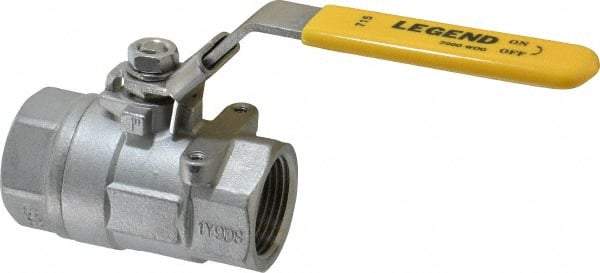Legend Valve - 1" Pipe, Large Port, Stainless Steel Standard Ball Valve - 2 Piece, Inline - One Way Flow, FNPT x FNPT Ends, Locking Lever Handle, 2,000 WOG, 150 WSP - Benchmark Tooling