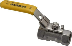 Legend Valve - 1/4" Pipe, Standard Port, Stainless Steel Standard Ball Valve - 1 Piece, Inline - One Way Flow, FNPT x FNPT Ends, Locking Lever Handle, 800 WOG, 150 WSP - Benchmark Tooling