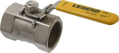 Legend Valve - 1-1/2" Pipe, Standard Port, Stainless Steel Standard Ball Valve - 1 Piece, Inline - One Way Flow, FNPT x FNPT Ends, Locking Lever Handle, 800 WOG, 150 WSP - Benchmark Tooling
