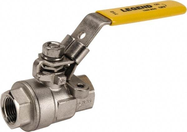 Legend Valve - 3/8" Pipe, Full Port, Stainless Steel Standard Ball Valve - 2 Piece, Inline - One Way Flow, FNPT x FNPT Ends, Locking Lever Handle, 1,000 WOG, 150 WSP - Benchmark Tooling