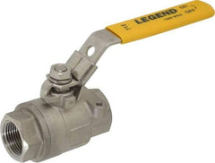 Legend Valve - 3/4" Pipe, Full Port, Stainless Steel Standard Ball Valve - 2 Piece, Inline - One Way Flow, FNPT x FNPT Ends, Locking Lever Handle, 1,000 WOG, 150 WSP - Benchmark Tooling
