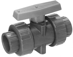 Legend Valve - 2-1/2" Pipe, Full Port, PVC True Union Design Ball Valve - Inline - One Way Flow, Solvent x Solvent Ends, Tee Handle, 150 WOG - Benchmark Tooling