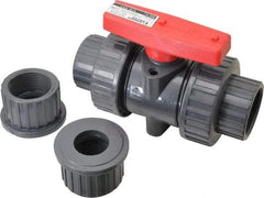 Legend Valve - 1-1/4" Pipe, Full Port, PVC True Union Design Ball Valve - Inline - One Way Flow, FNPT x Solvent Ends, Tee Handle, 150 WOG - Benchmark Tooling