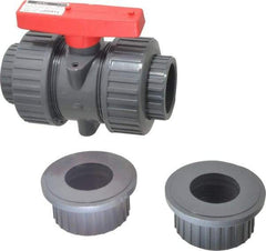 Legend Valve - 2" Pipe, Full Port, PVC True Union Design Ball Valve - Inline - One Way Flow, FNPT x Solvent Ends, Tee Handle, 150 WOG - Benchmark Tooling