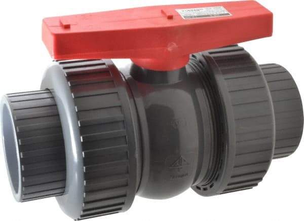 Legend Valve - 3" Pipe, Full Port, PVC True Union Design Ball Valve - Inline - One Way Flow, Solvent x Solvent Ends, Tee Handle, 150 WOG - Benchmark Tooling