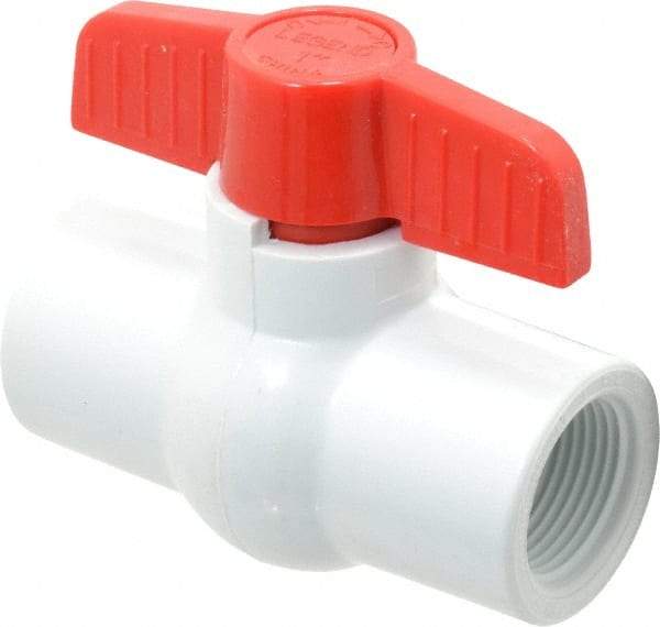 Legend Valve - 1" Pipe, Full Port, PVC Miniature Ball Valve - Inline - One Way Flow, FNPT x FNPT Ends, Tee Handle, 150 WOG - Benchmark Tooling