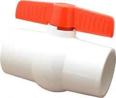 Legend Valve - 3" Pipe, Full Port, PVC Miniature Ball Valve - Inline - One Way Flow, Solvent x Solvent Ends, Tee Handle, 150 WOG - Benchmark Tooling