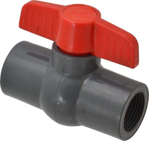 Legend Valve - 1" Pipe, Full Port, PVC Miniature Ball Valve - Inline - One Way Flow, FNPT x FNPT Ends, Tee Handle, 150 WOG - Benchmark Tooling