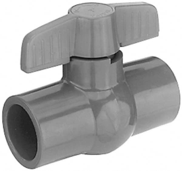 Legend Valve - 1/2" Pipe, Full Port, PVC Miniature Ball Valve - Inline - One Way Flow, Solvent x Solvent Ends, Tee Handle, 150 WOG - Benchmark Tooling