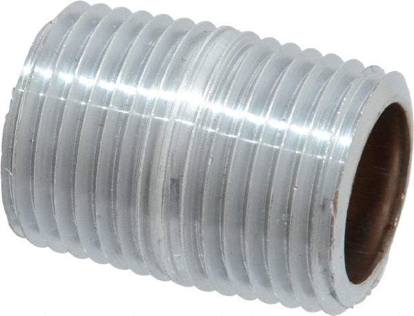 Merit Brass - 1-1/8" Long, 1/2" Pipe Threaded Brass Pipe Nipple - NPT Thread, Chrome Plated Red Brass - Benchmark Tooling