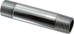 Merit Brass - 3-1/2" Long, 1/2" Pipe Threaded Brass Pipe Nipple - NPT Thread, Chrome Plated Red Brass - Benchmark Tooling