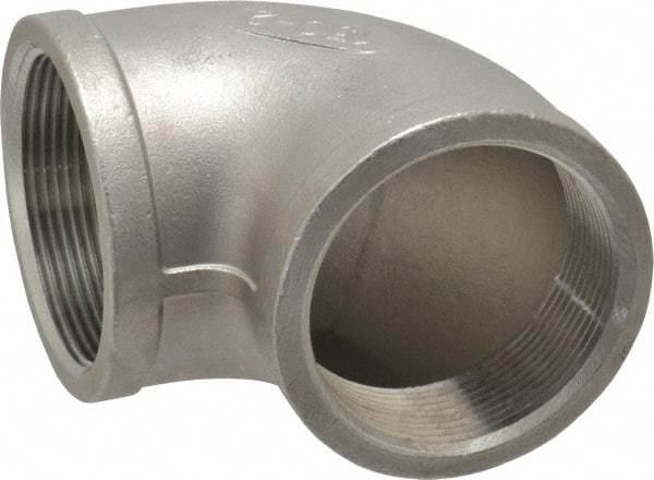 Merit Brass - 2" Grade 304 Stainless Steel Pipe 90° Elbow - FNPT x FNPT End Connections, 150 psi - Benchmark Tooling
