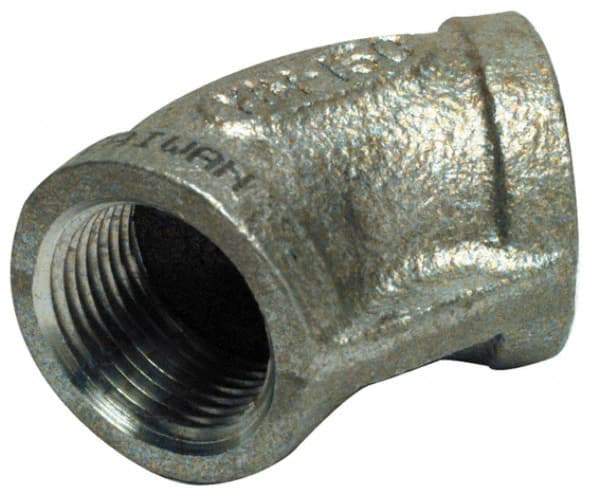 Merit Brass - 4" Grade 304 Stainless Steel Pipe 45° Elbow - FNPT x FNPT End Connections, 150 psi - Benchmark Tooling