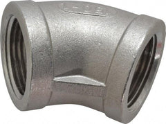 Merit Brass - 1" Grade 304 Stainless Steel Pipe 45° Elbow - FNPT x FNPT End Connections, 150 psi - Benchmark Tooling