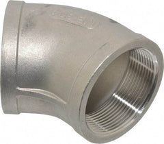 Merit Brass - 2" Grade 304 Stainless Steel Pipe 45° Elbow - FNPT x FNPT End Connections, 150 psi - Benchmark Tooling