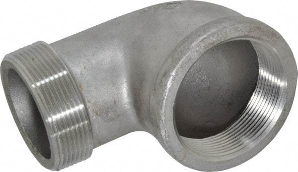 Merit Brass - 2" Grade 304 Stainless Steel Pipe 90° Street Elbow - FNPT x MNPT End Connections, 150 psi - Benchmark Tooling