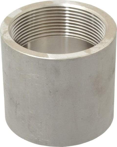 Merit Brass - 2" Grade 304 Stainless Steel Pipe Coupling - FNPT x FNPT End Connections, 150 psi - Benchmark Tooling