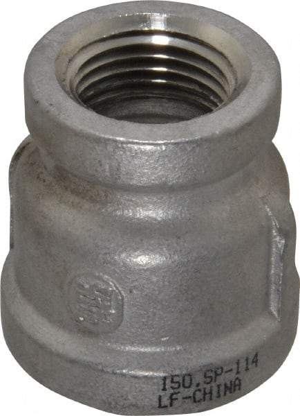 Merit Brass - 3/4 x 1/2" Grade 304 Stainless Steel Pipe Reducer Coupling - FNPT x FNPT End Connections, 150 psi - Benchmark Tooling