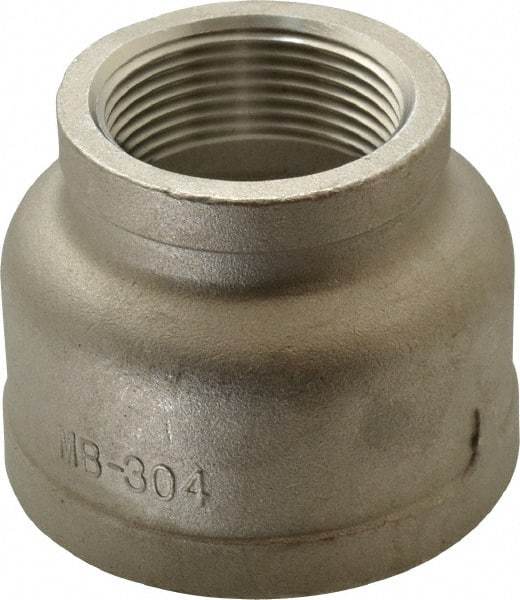 Merit Brass - 2 x 1-1/4" Grade 304 Stainless Steel Pipe Reducer Coupling - FNPT x FNPT End Connections, 150 psi - Benchmark Tooling